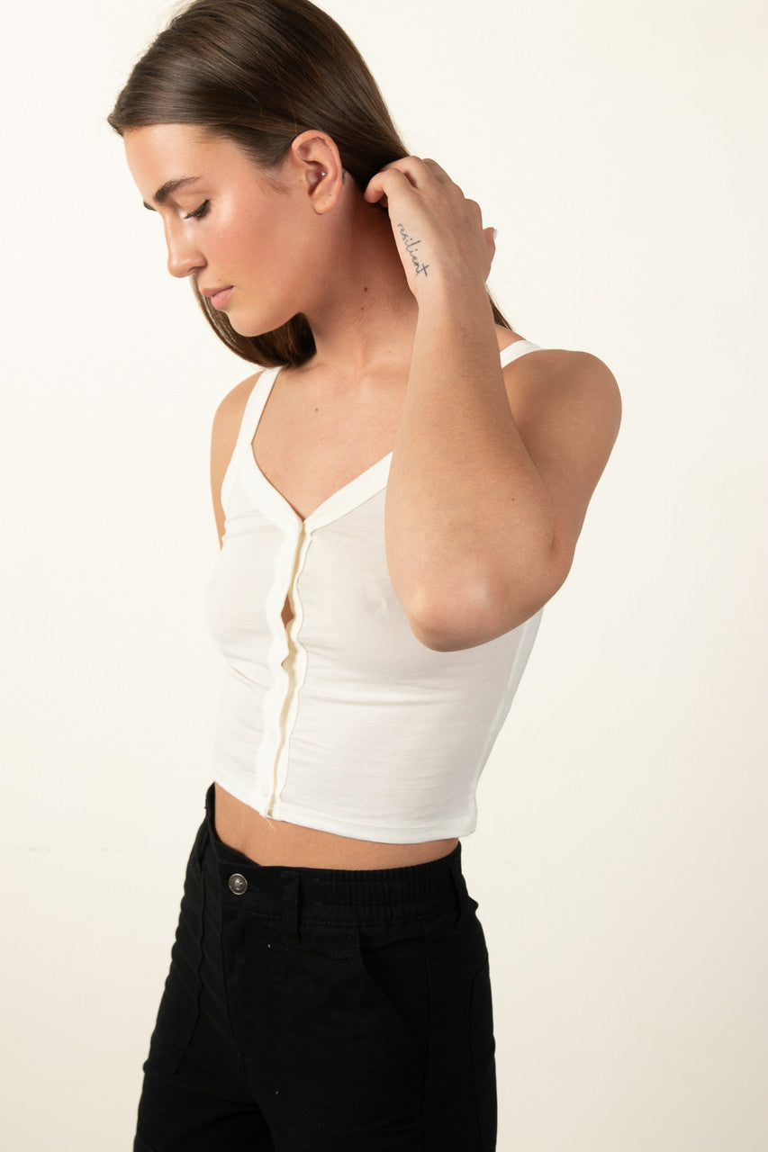 White Button Down Tank Top