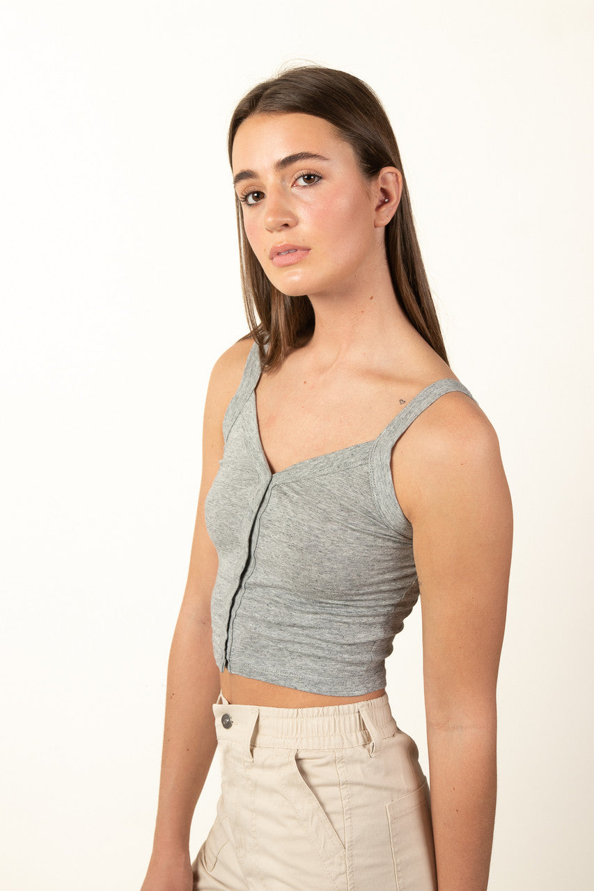 Gray Button Down Tank Top