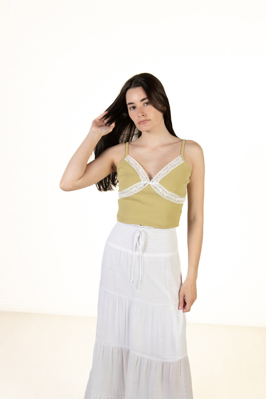 Moss Green Lace Trim Cami