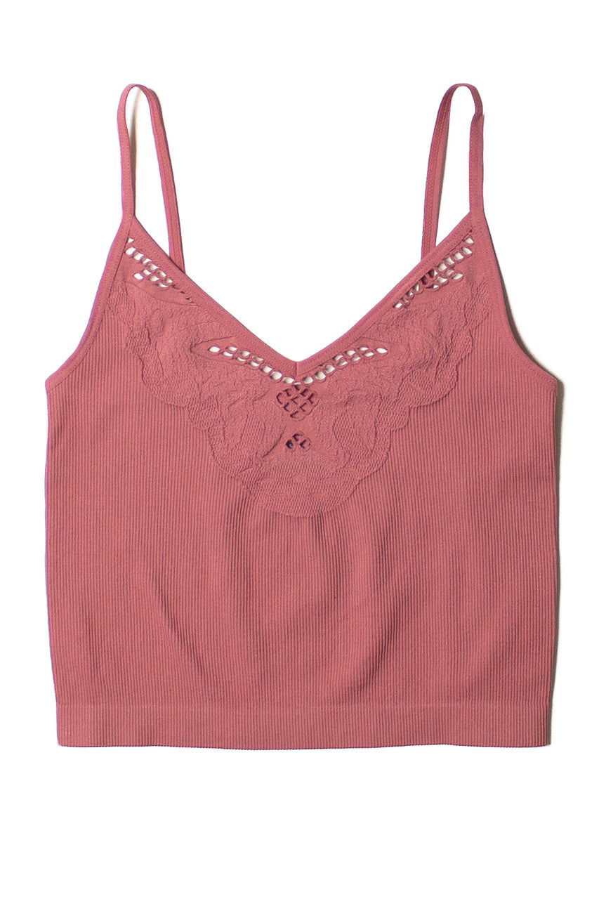 Dusty Rose Seamless Lace Pattern Cami