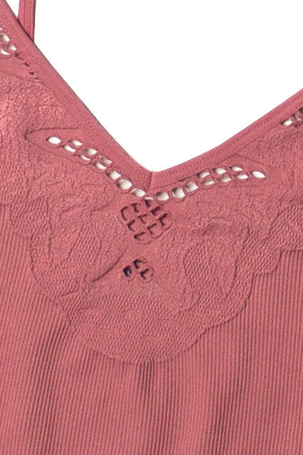 Dusty Rose Seamless Lace Pattern Cami