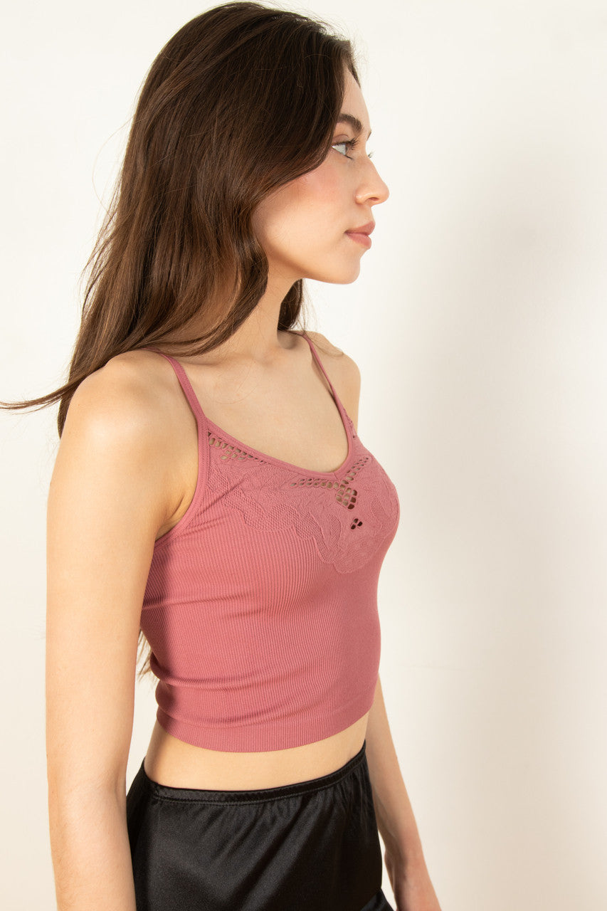 Dusty Rose Seamless Lace Pattern Cami