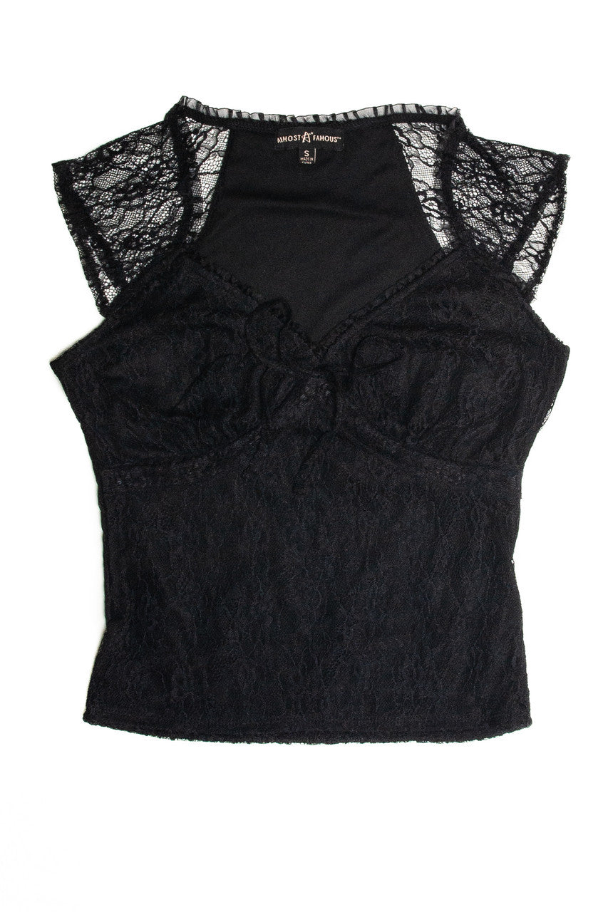 Black Sweetheart Lace Top