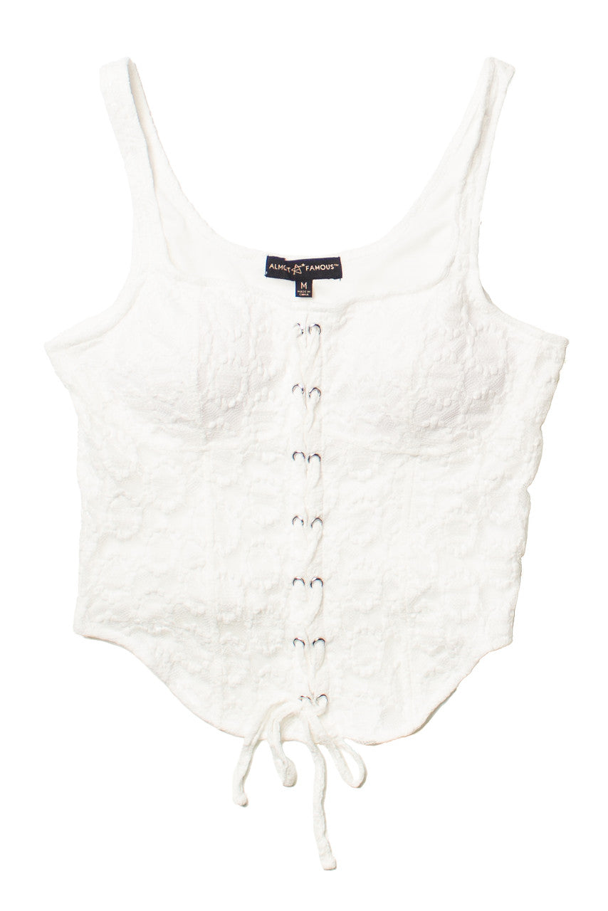 White Lace Up Bustier Top