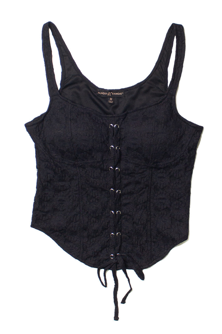 Black Lace Up Bustier Top