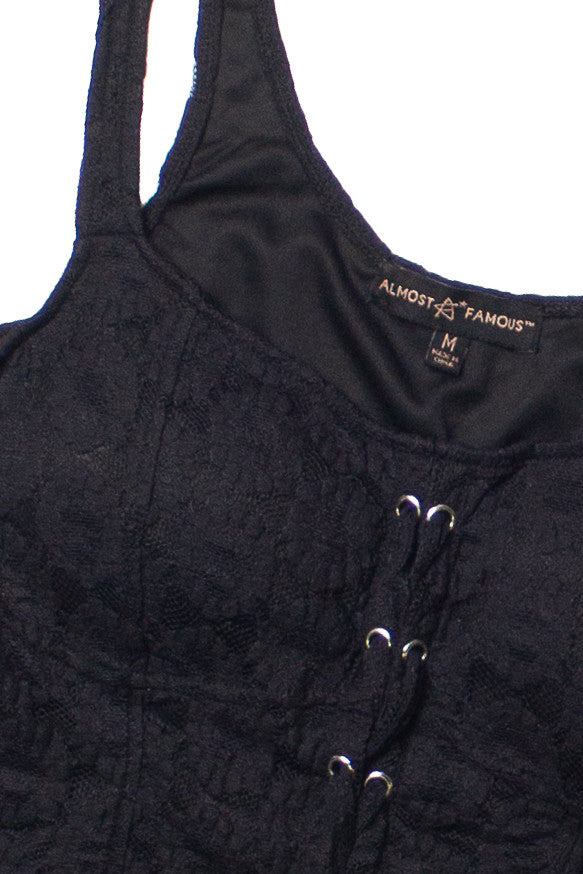 Black Lace Up Bustier Top