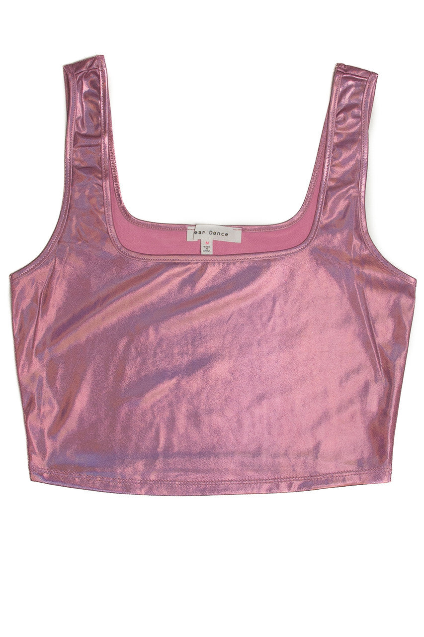 Light Pink Shiny Crop Tank
