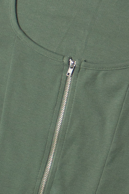 Jade Green Zip Front Tee