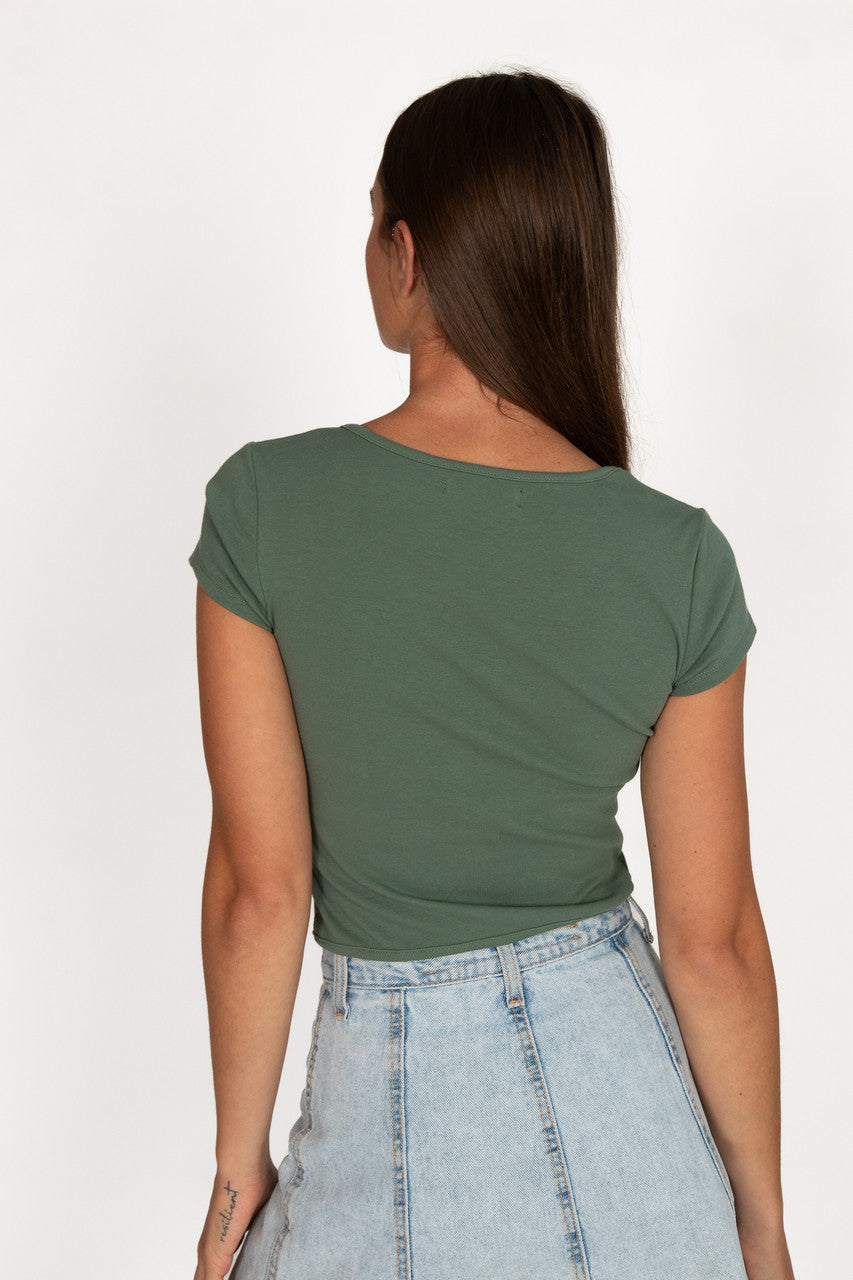 Jade Green Zip Front Tee