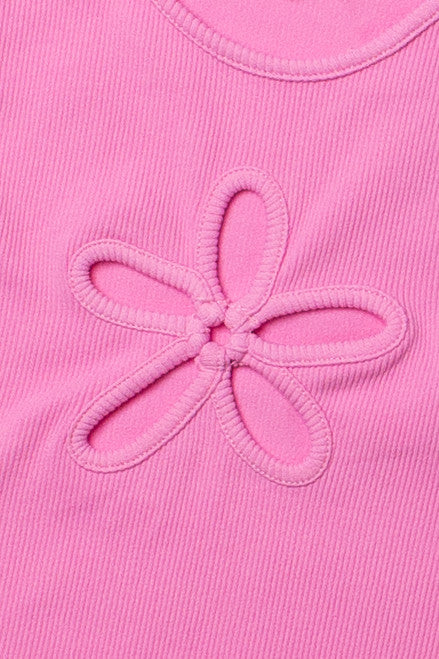 Candy Pink Flower Cutout Tank Top