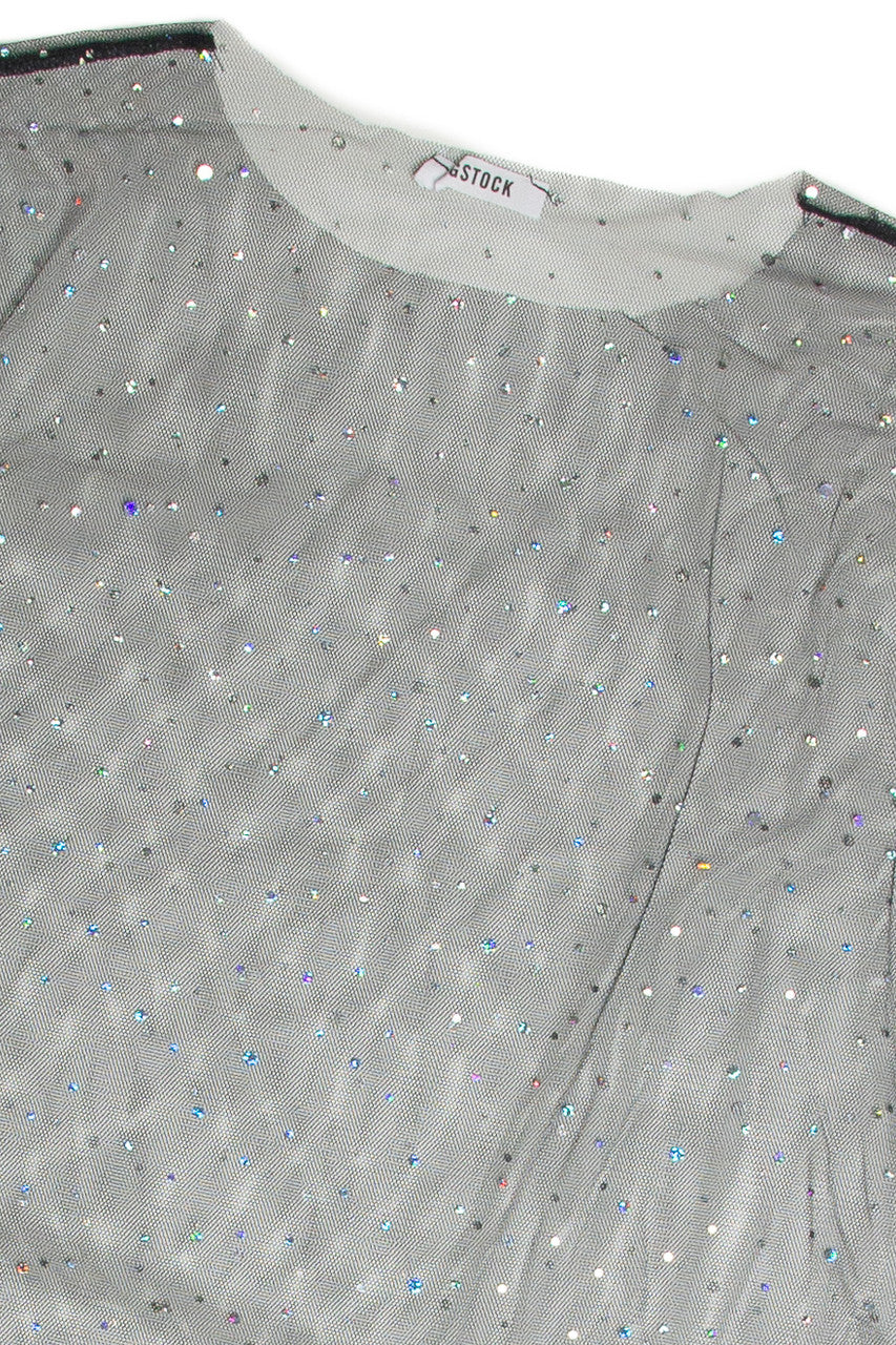 Extended Sizes Mesh Holo Dot Long Sleeve