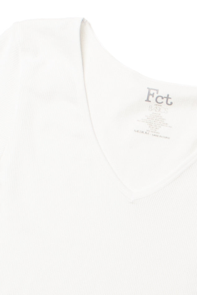 White Seamless V Neck Tee