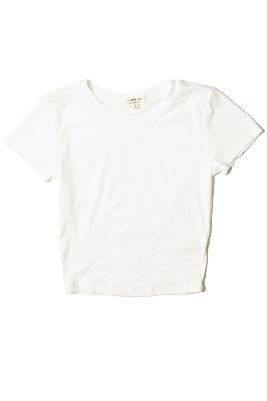 White Short Sleeve Crop Tee