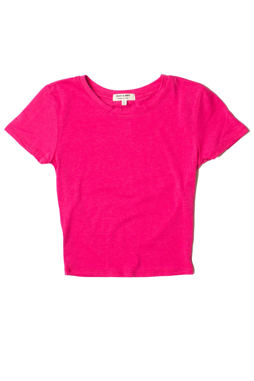 Hot Pink Short Sleeve Crop Tee