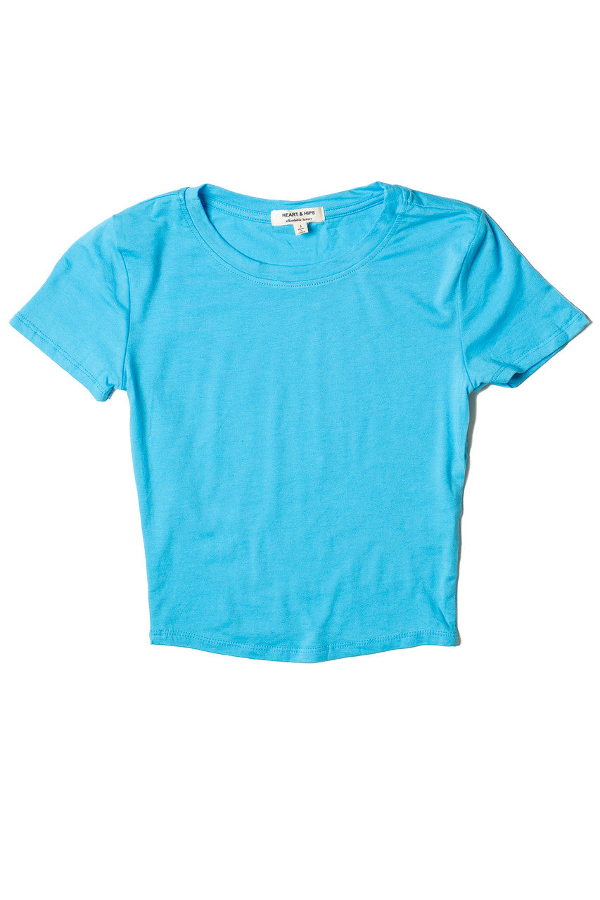 Sky Blue Short Sleeve Crop Tee