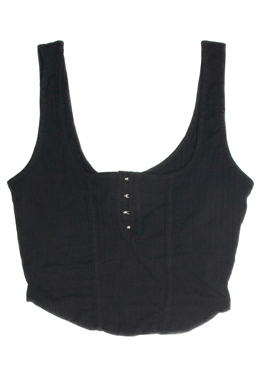 Black Hook and Eye Ribbed Cami