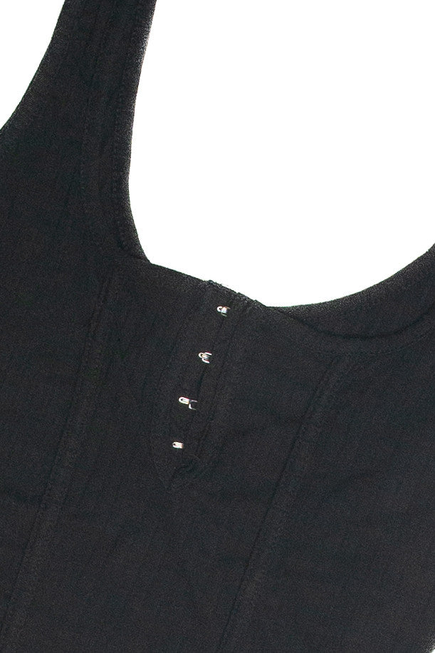 Black Hook and Eye Ribbed Cami