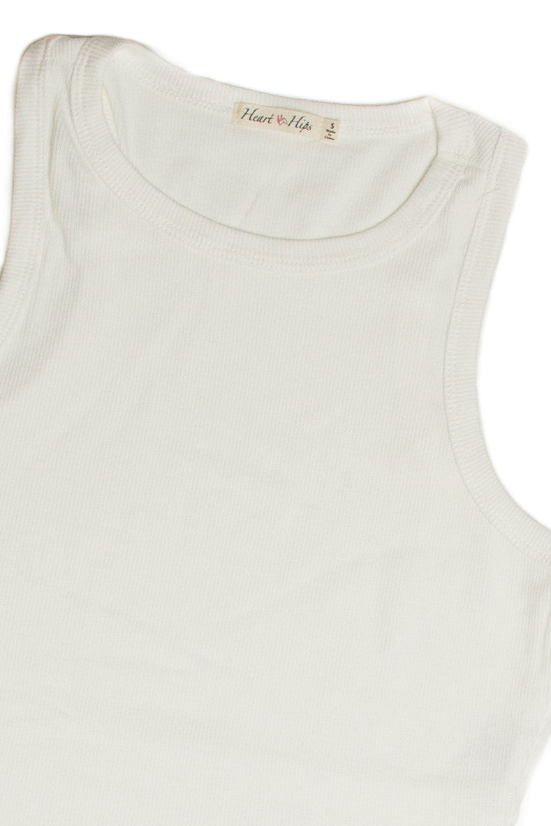 White Ribbed Crop Tank