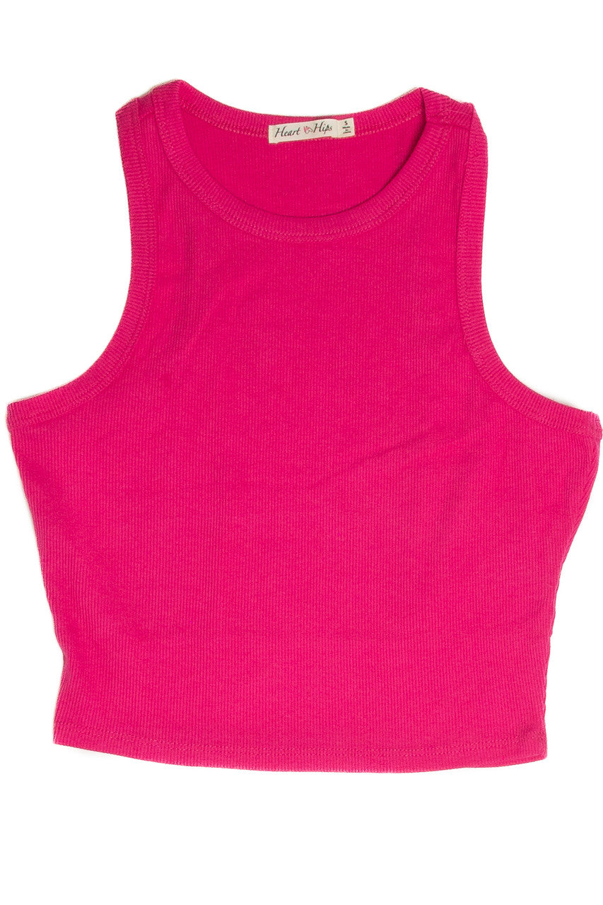 Pink Ribbed Crop Tank