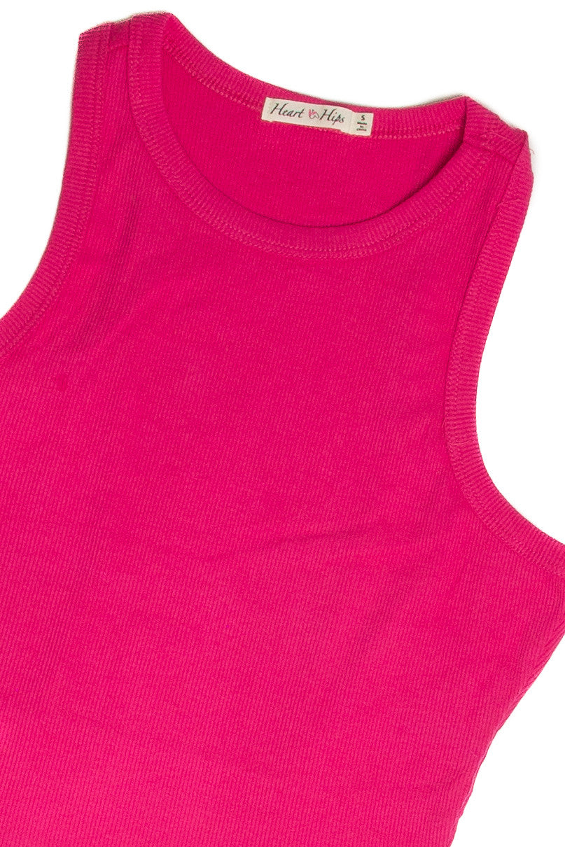 Pink Ribbed Crop Tank