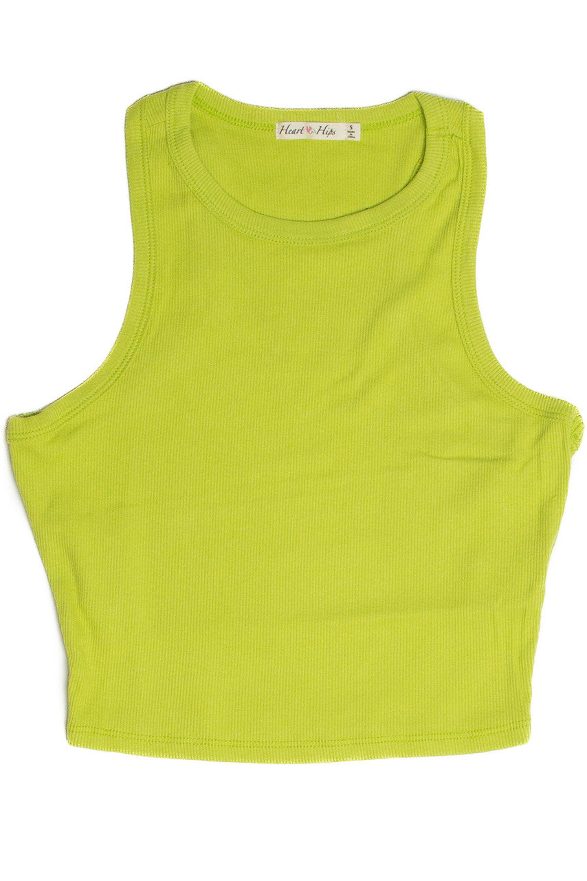 Lime Ribbed Crop Tank