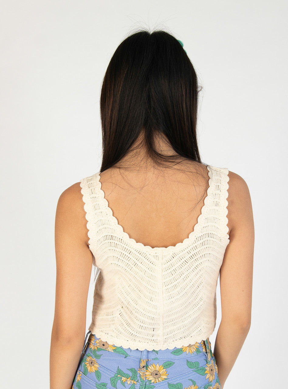 Sunflower Embroidered Crochet Tank