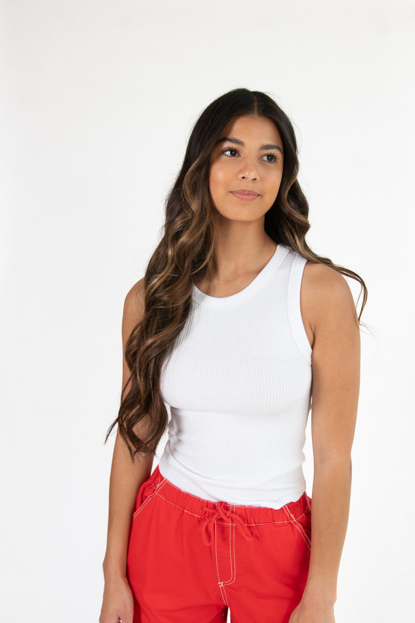 White Waffle Seamless Tank