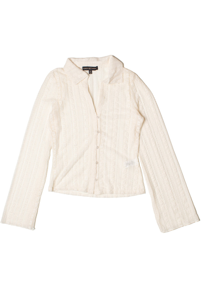 Long Sleeve Lace Button Up Shirt