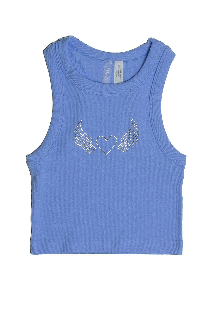 Blue Crystal Heart Seamless Tank