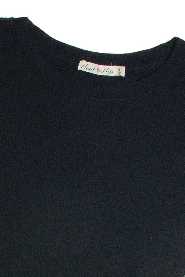 Black Ribbed Crop Shirt