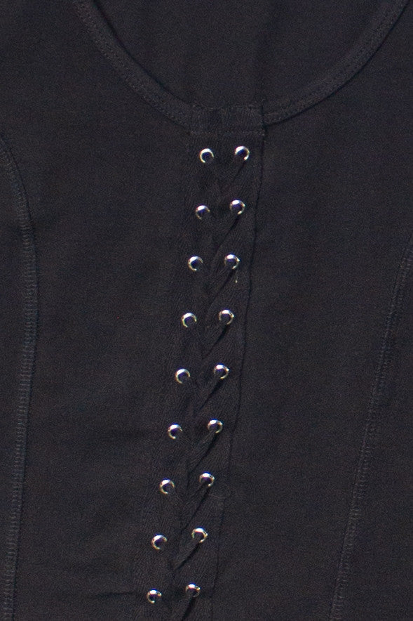 Black Lace Up Front Tank
