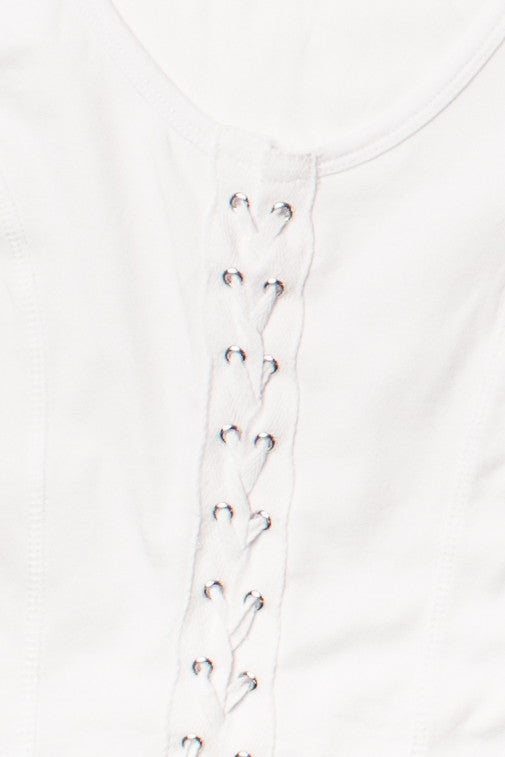 White Lace Up Front Tank