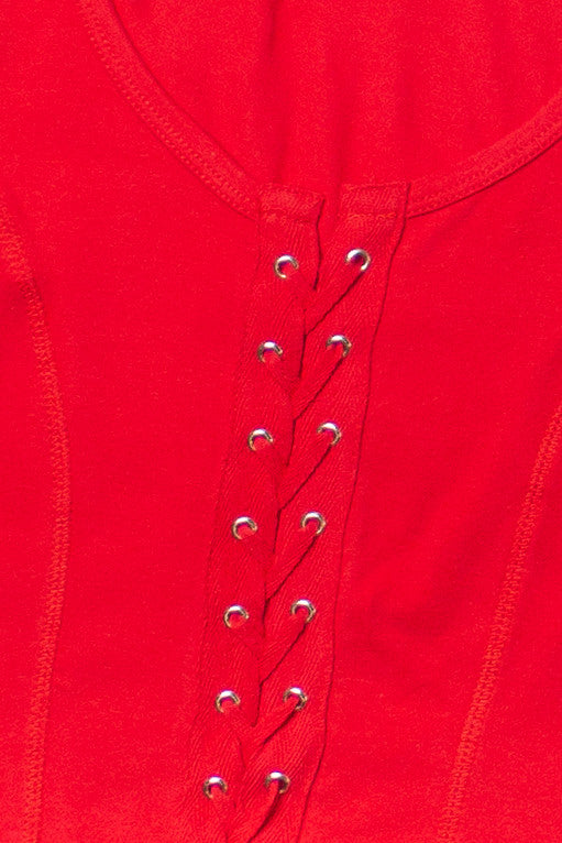 Red Lace Up Front Tank
