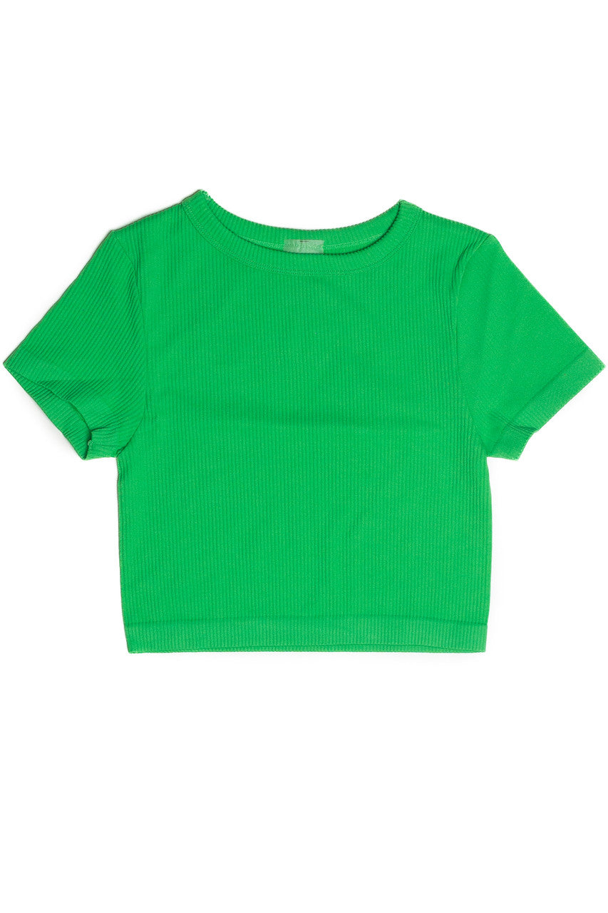 Green Seamless Crop Shirt