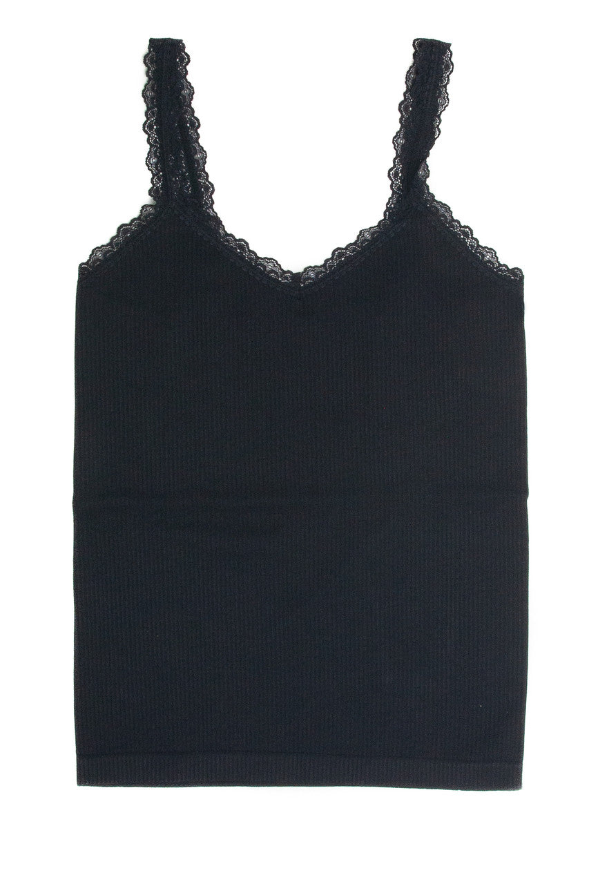 Black Lace Trim Seamless Tank
