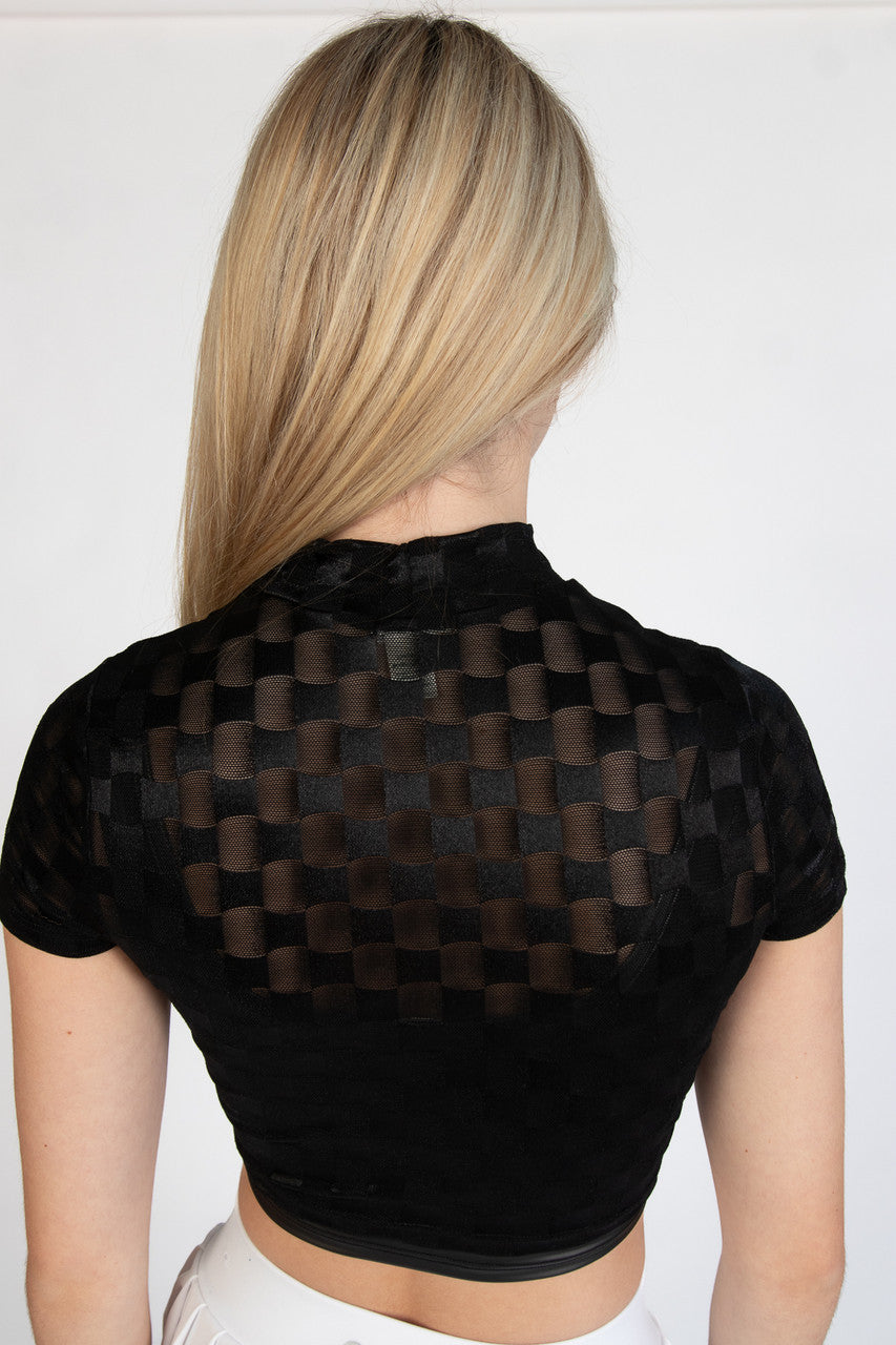 Checker Mesh Short Sleeve Mock Shirt