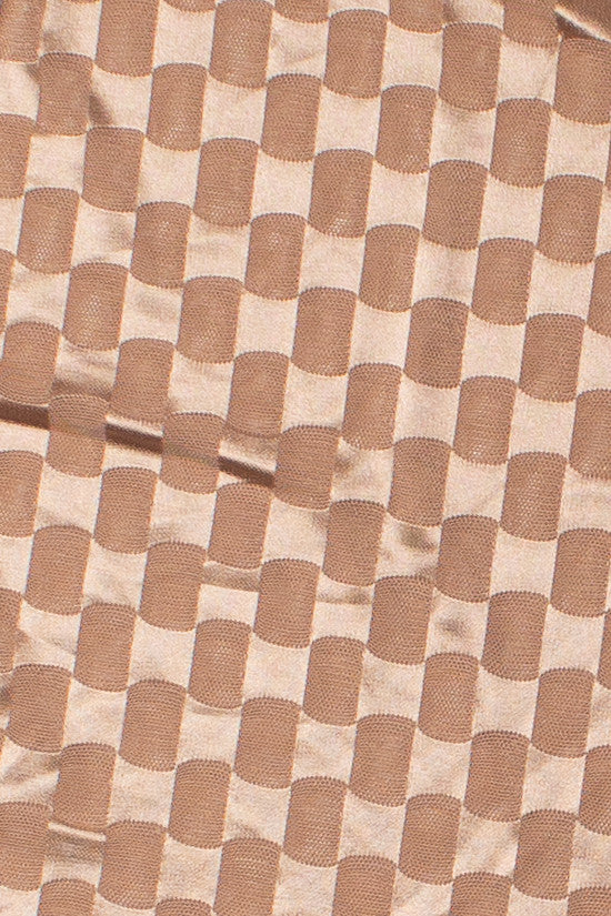 Mesh Checker Long Sleeve Top