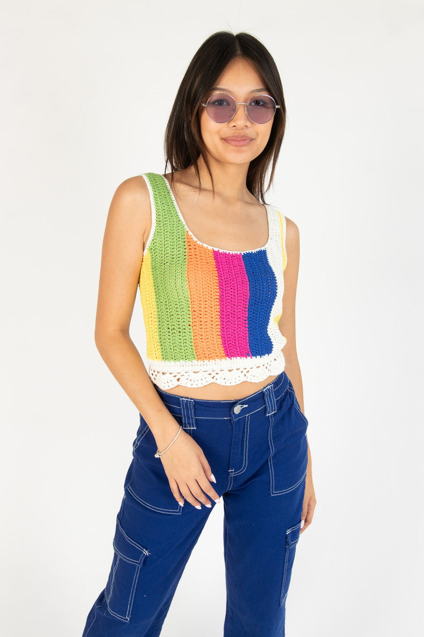 Orchid Stripe Crochet Tank