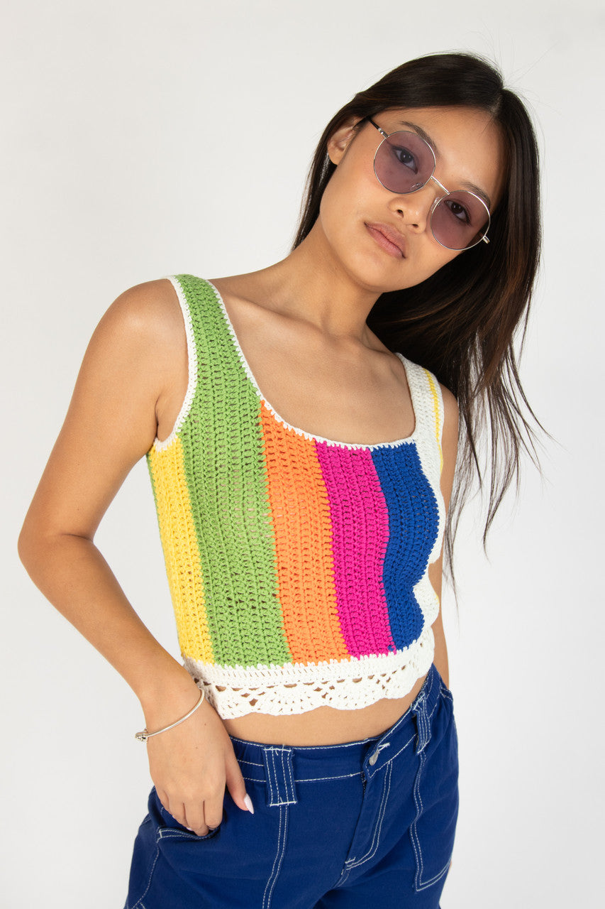 Orchid Stripe Crochet Tank