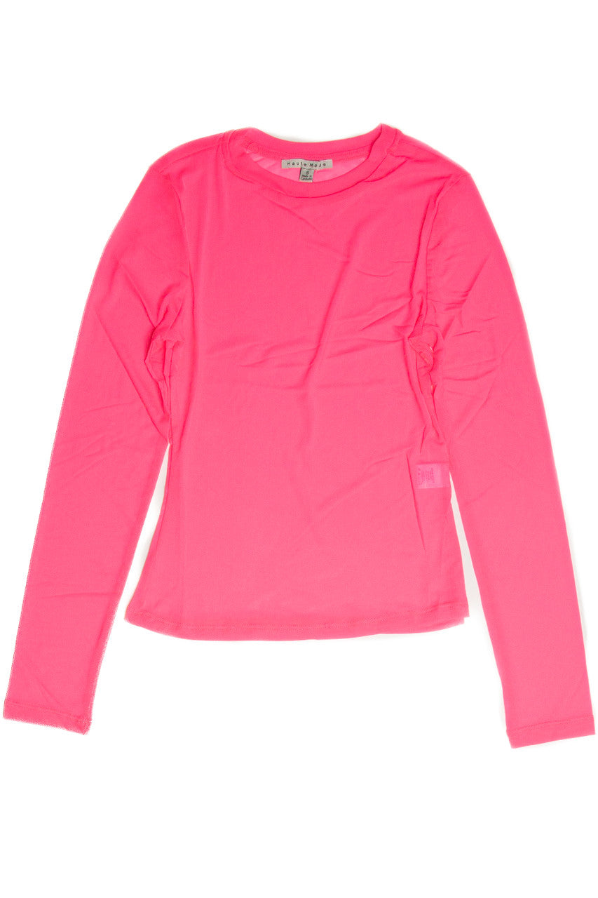 Neon Pink Mesh Long Sleeve
