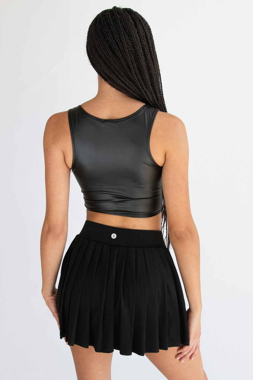 Zipper Front Pleather Crop Tank