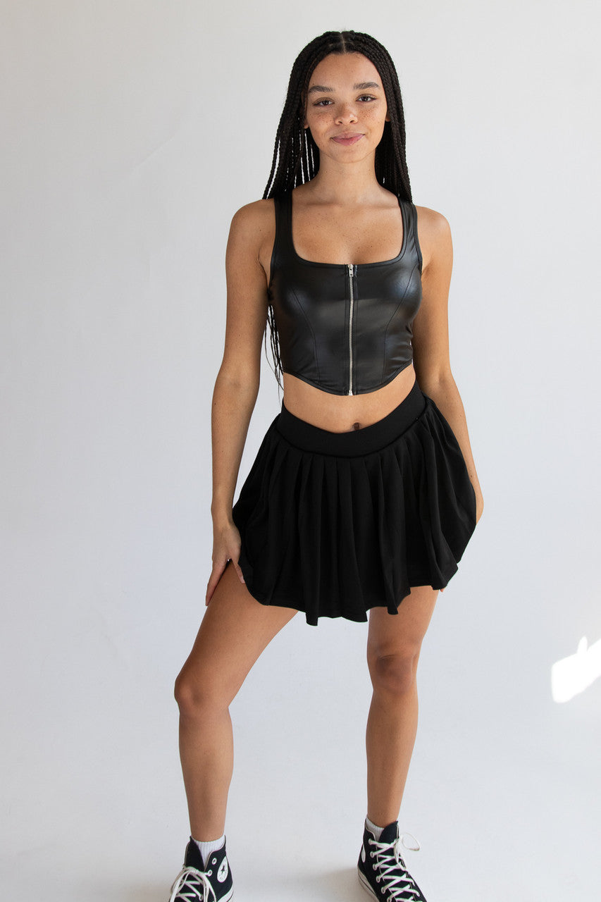 Zipper Front Pleather Crop Tank