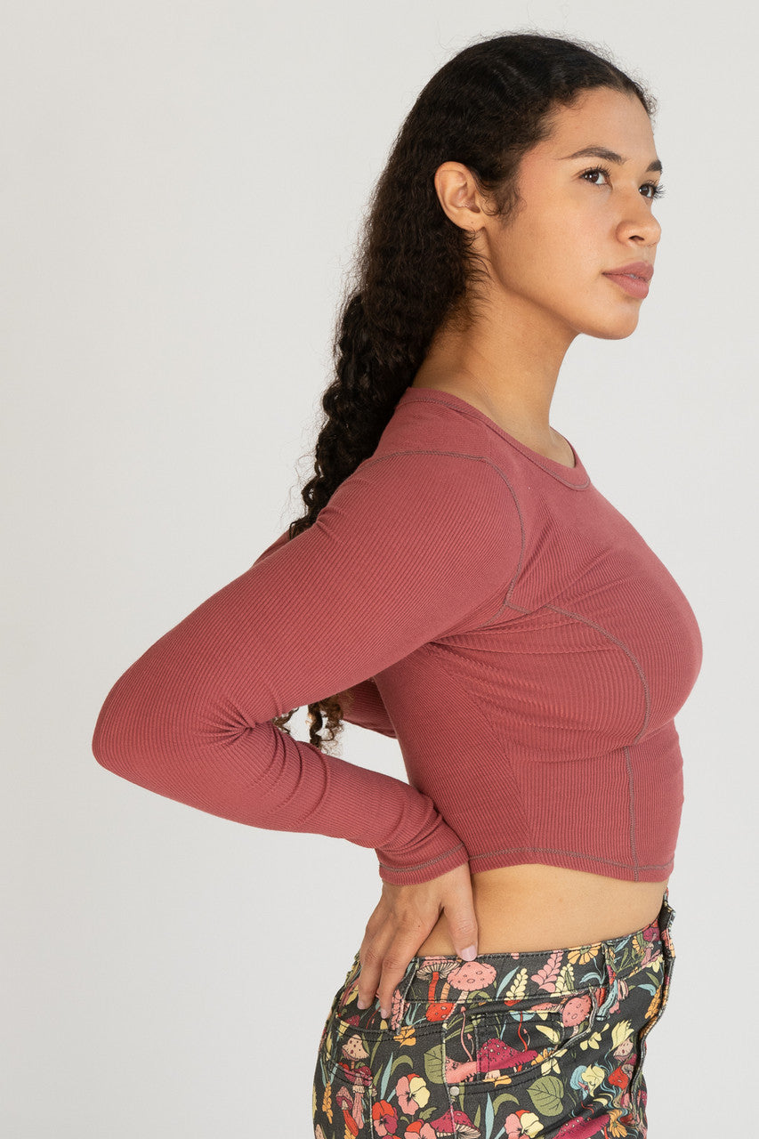 Contrast Seam Long Sleeve Top