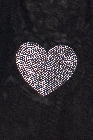 Crystal Hearts Mesh Long Sleeve Top