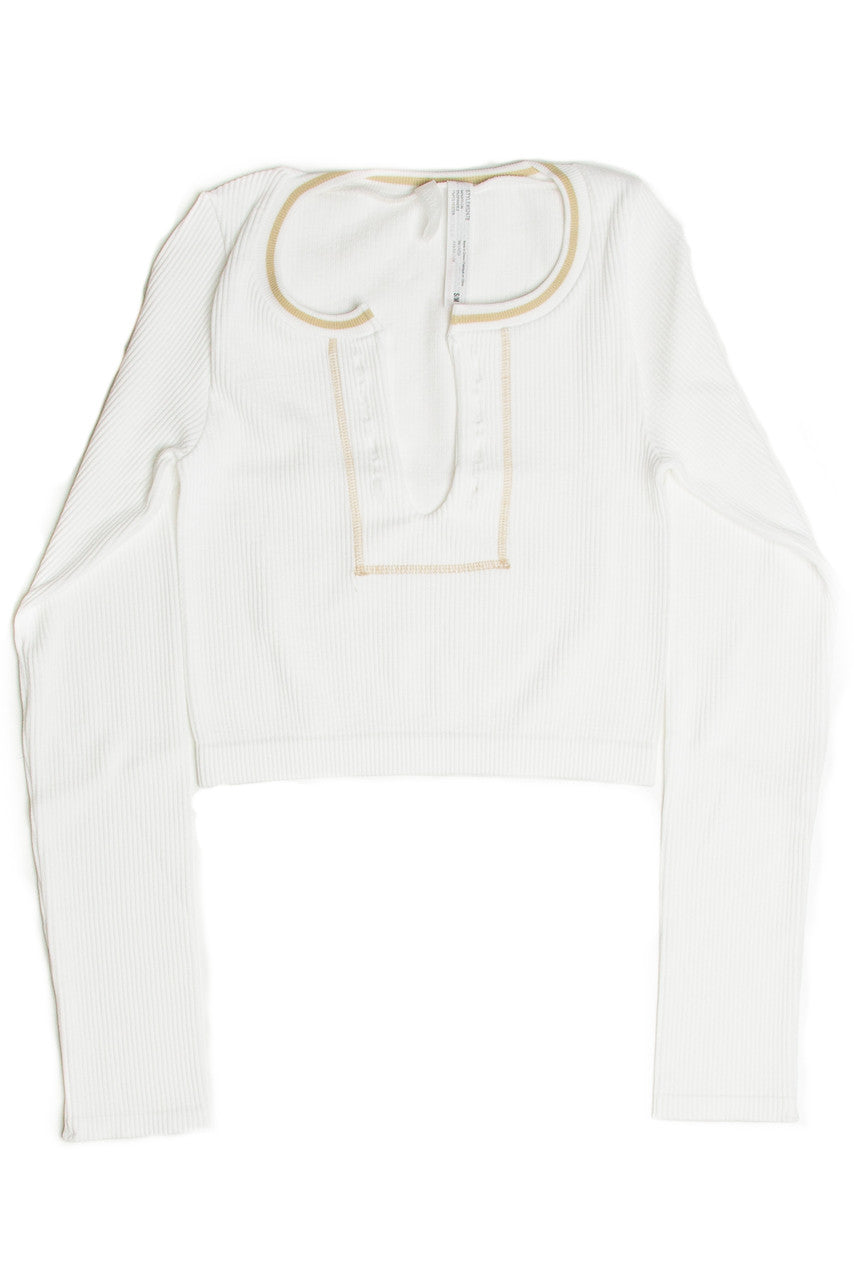 Sporty Notch Neck Long Sleeve Shirt