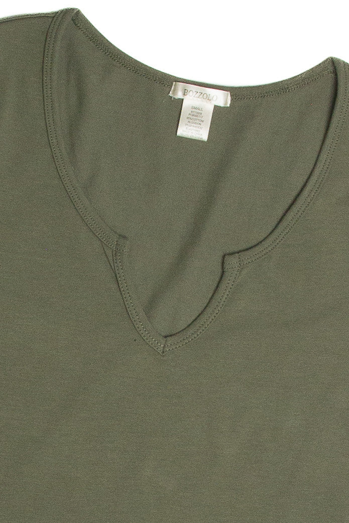 Army Notched Neck Crop T-Shirt