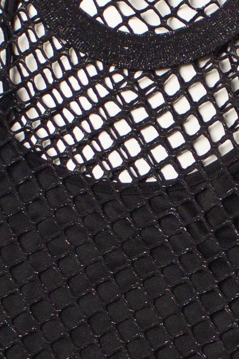 Lurex Fishnet Long Sleeve Top With Cami