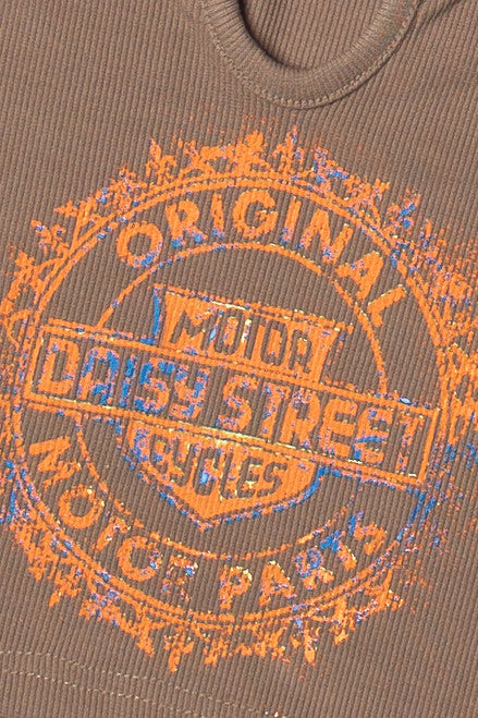 Notch Neck Biker Crop Tank