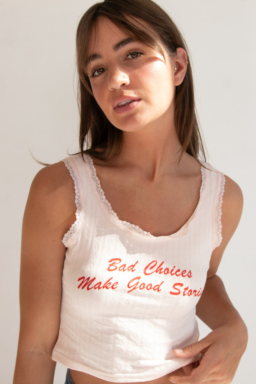 Bad Choices Lace Trim Tank