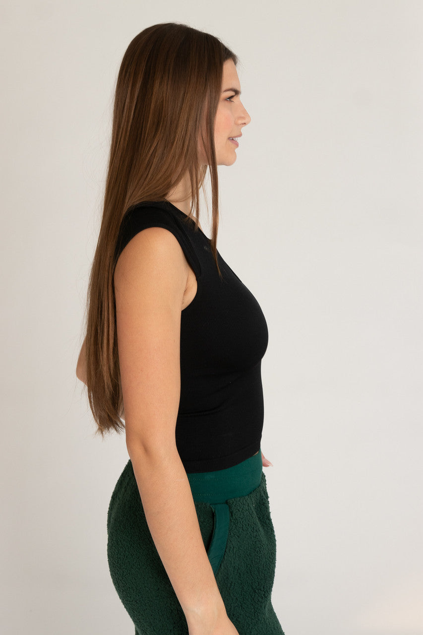 Notch Neck Ribbed Seamless Tee